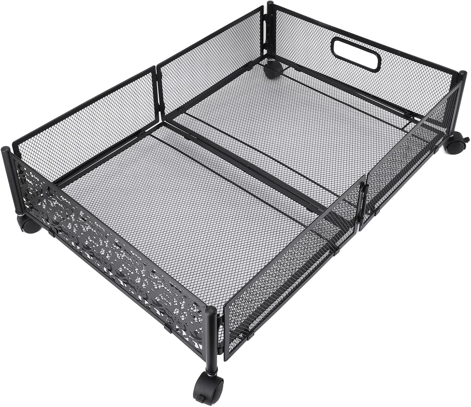 Under the Bed Organizer, Underbed Storage Container Carbon Steel Simply Moved High Load Bearing for At Home Stable (Black)