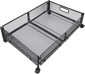 Under the Bed Organizer, Underbed Storage Container Carbon Steel Simply Moved High Load Bearing for At Home Stable (Black)