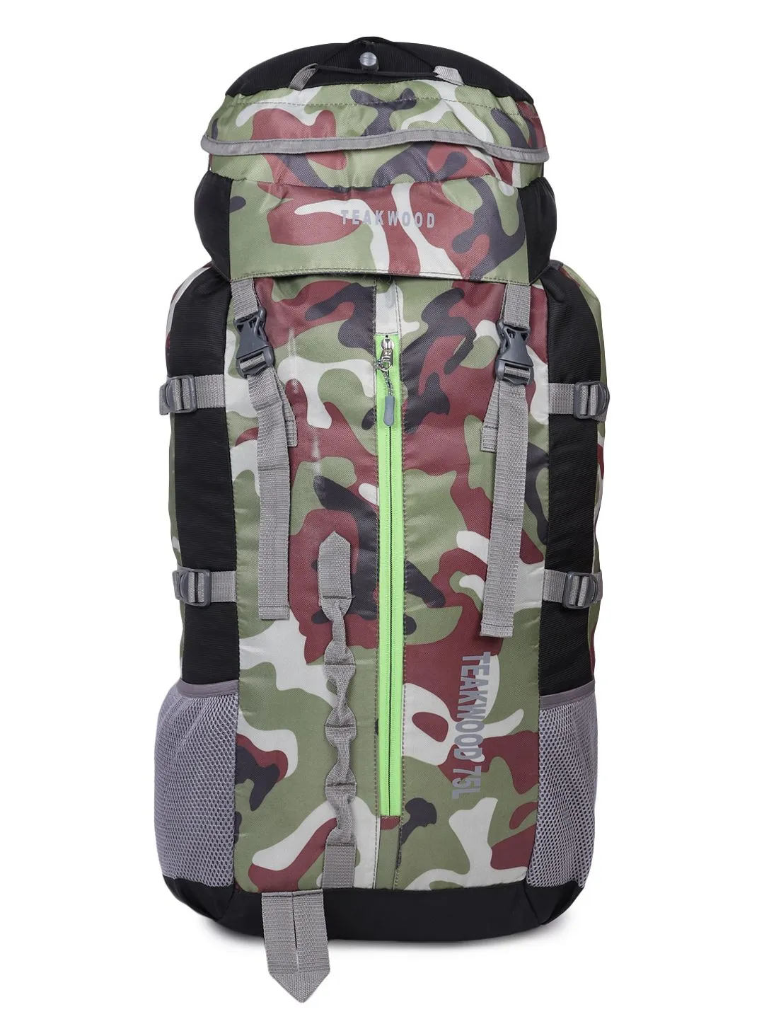 Unisex Green& Black Camouflage Large Rucksack- 75 L