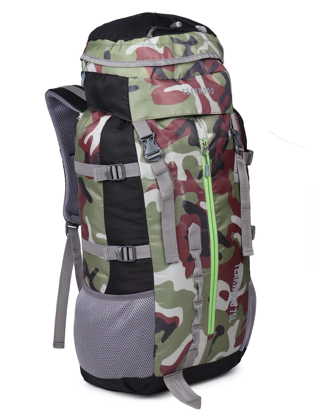 Unisex Green& Black Camouflage Large Rucksack- 75 L