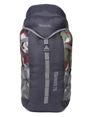 Unisex Grey & Green Camouflage Large Rucksack- 75 L