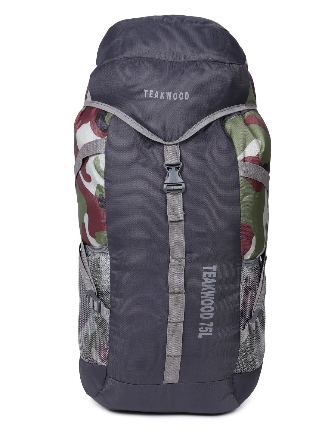 Unisex Grey & Green Camouflage Large Rucksack- 75 L