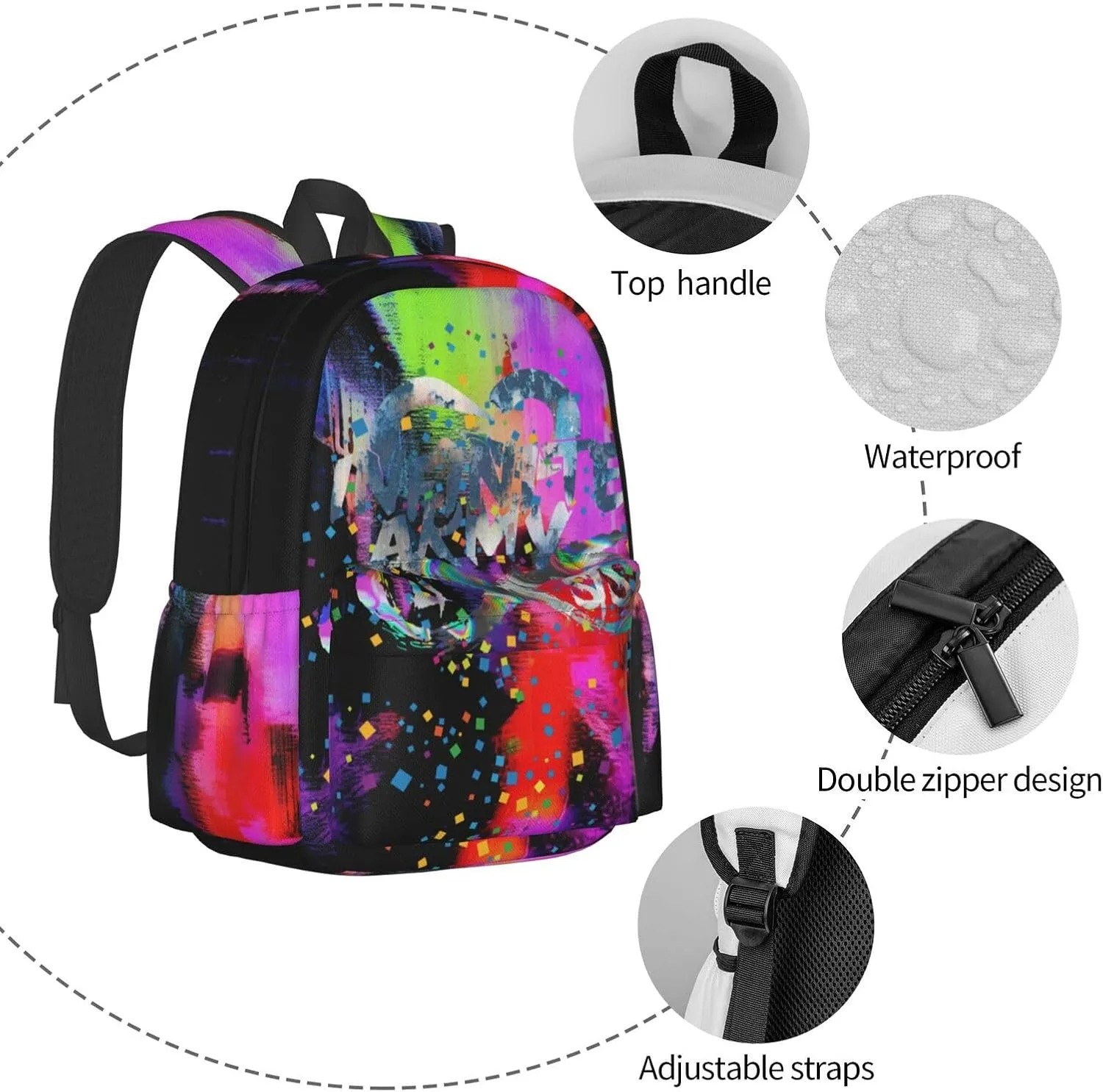 Unisex Lightweight Backpack With Handle Insulated Lunch Bag Big Capacity Travel Daypack Set, Black5