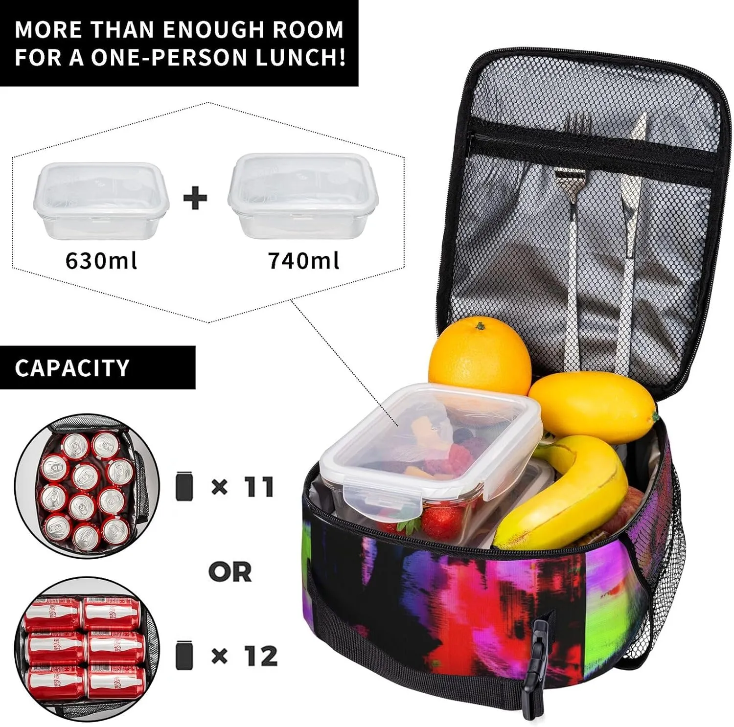 Unisex Lightweight Backpack With Handle Insulated Lunch Bag Big Capacity Travel Daypack Set, Black5