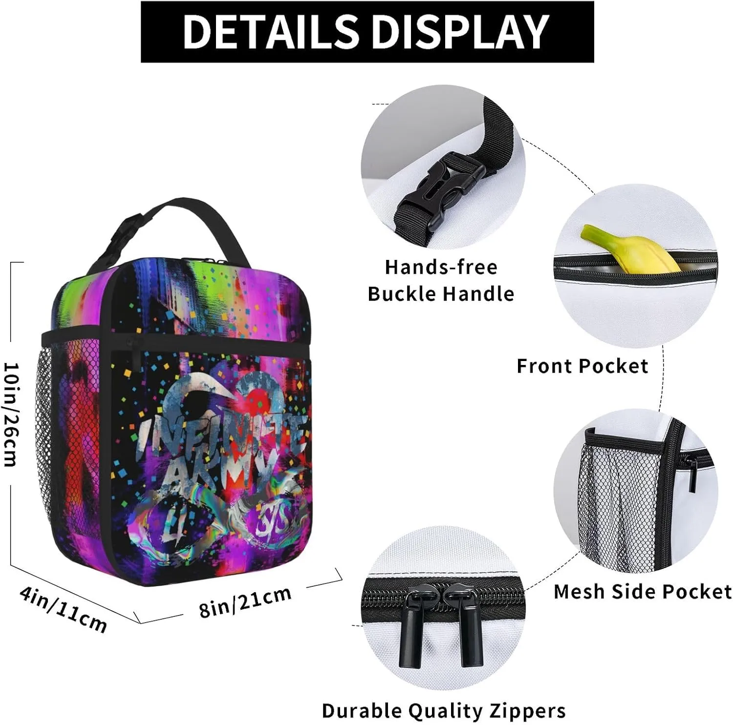 Unisex Lightweight Backpack With Handle Insulated Lunch Bag Big Capacity Travel Daypack Set, Black5