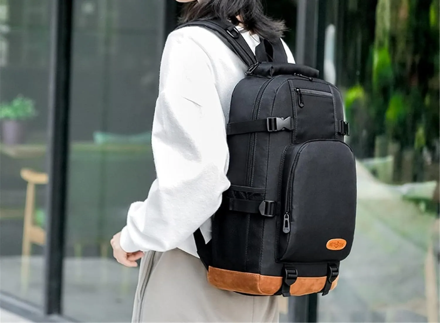 Unisex NASA Computer Knapsack-Casual Canvas Bookbag Wear Resistant Travel Daypacks with Front Pocket