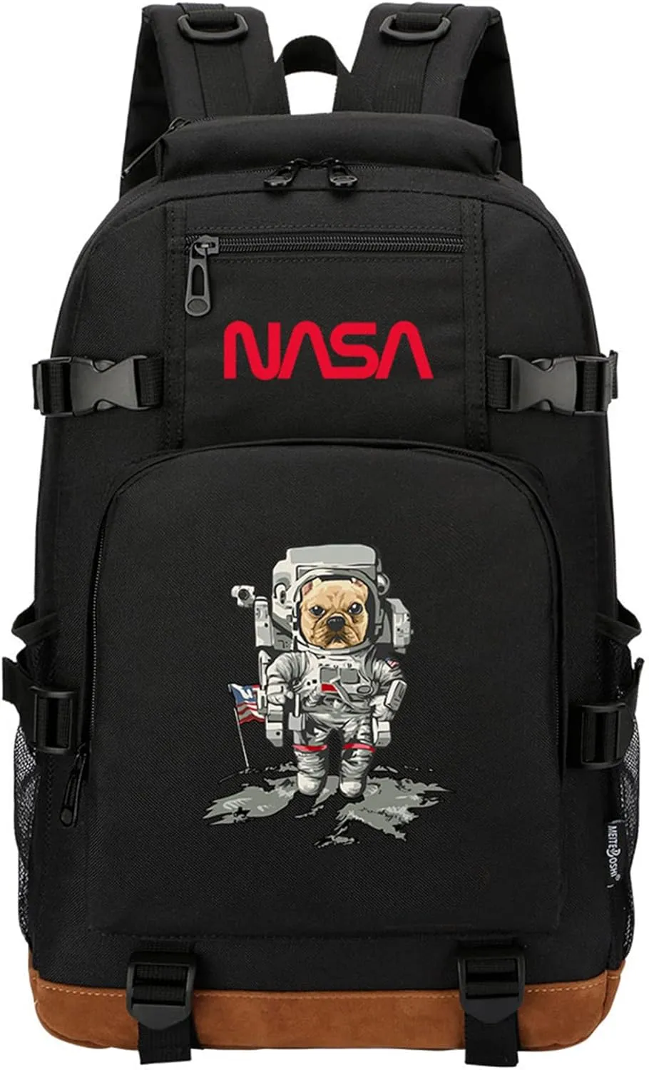 Unisex NASA Computer Knapsack-Casual Canvas Bookbag Wear Resistant Travel Daypacks with Front Pocket