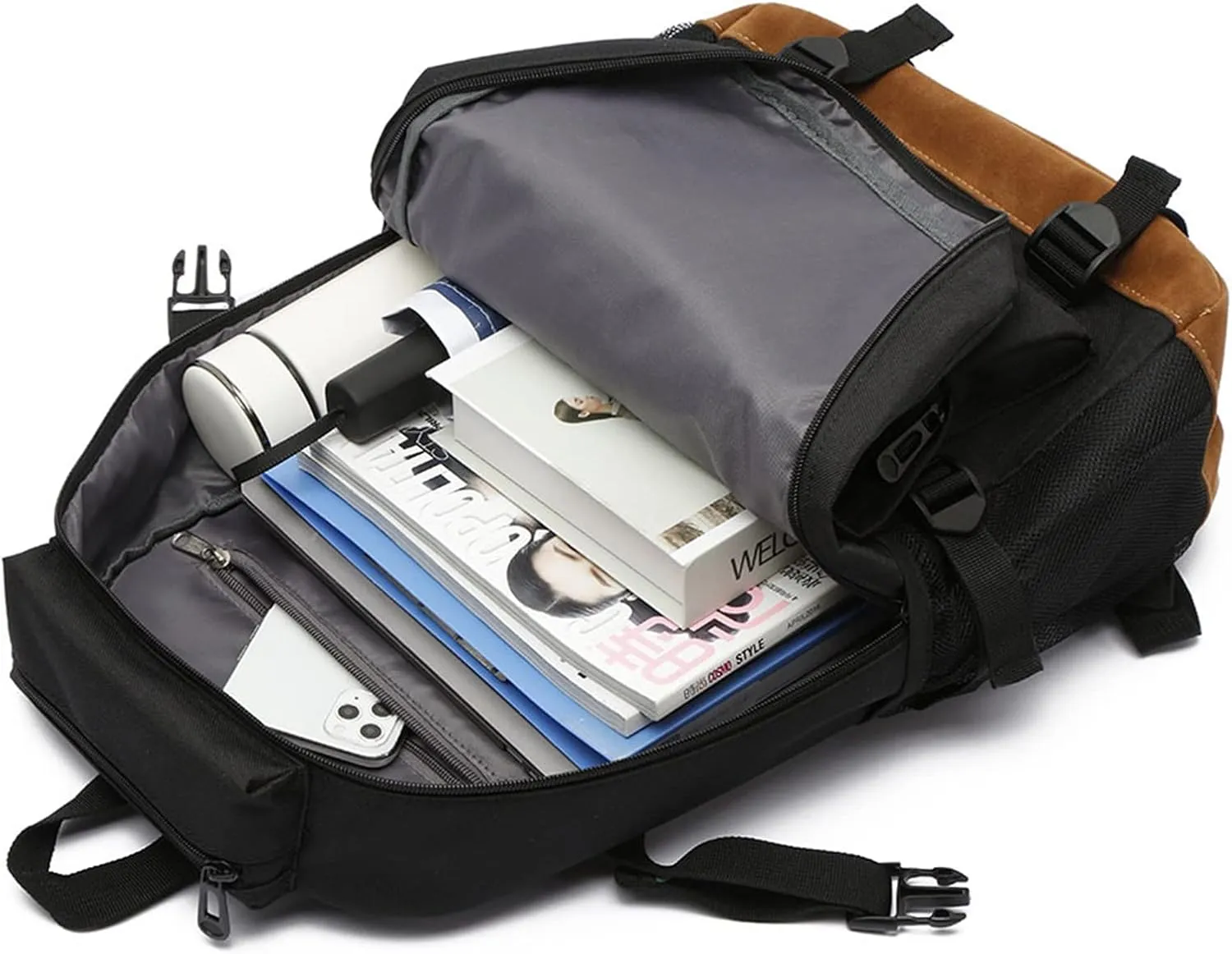 Unisex NASA Computer Knapsack-Casual Canvas Bookbag Wear Resistant Travel Daypacks with Front Pocket