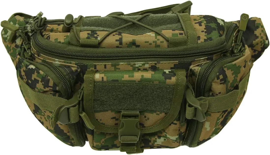 Unistrengh Tactical Waist Pack Military Fanny Belt Pouch Waterproof WR Bum Bag for Outdoor Climbing Fishing Running Hunting Fit IPhone 8 7 7plus (Jungle Camo)