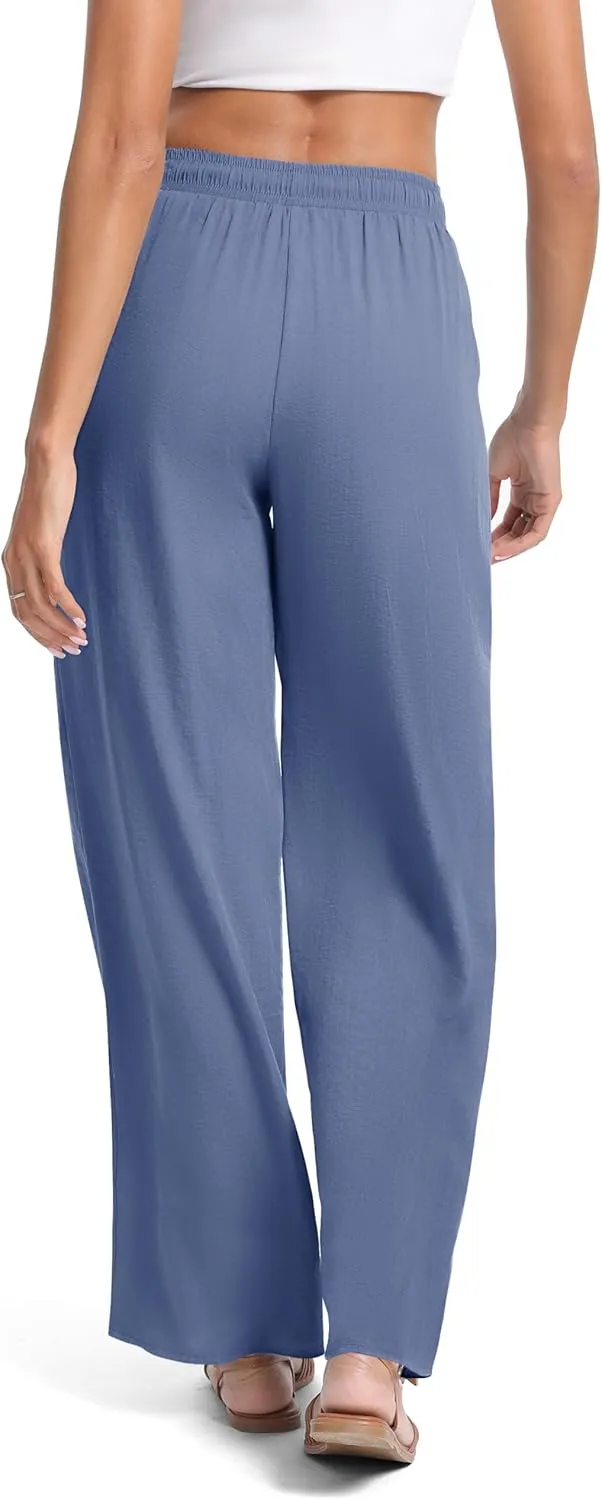 Urban CoCo Women's Lightweight Wide Leg Pants Elastic Waist Loose Office Casual Palazzo Trousers for Spring Summer