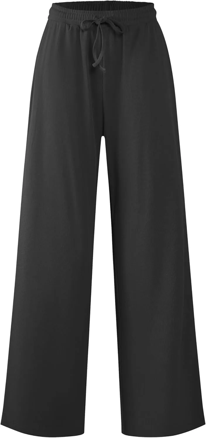 Urban CoCo Women's Wide Leg Palazzo Pants Elastic High Waist Casual Trousers Lightweight Summer Lounge Pants