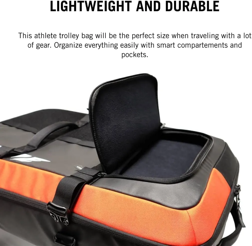 USWE Buddy Athlete Gear Pack, Duffle Bags to Store Sports Gear, Essentials, Ideal For Travelling, Gym, Training and More (100L Trolley Bag Black/Red)