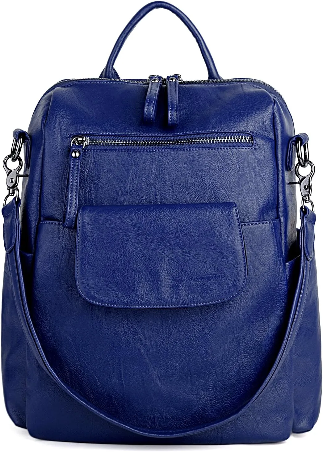 UTO Women Backpack Purse 3 ways PU Washed Leather Ladies Rucksack Shoulder Bag New Blue
