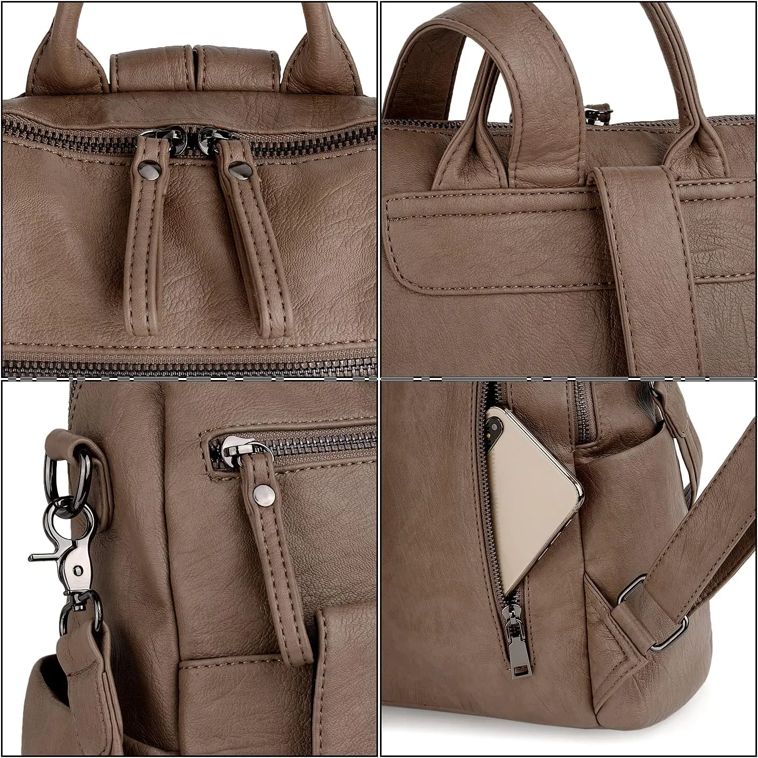 UTO Women Backpack Purse 3 ways PU Washed Leather Ladies Rucksack Shoulder Bag New Blue
