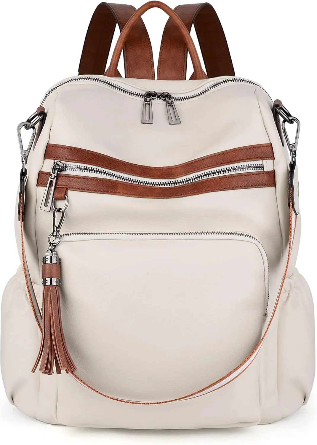 UTO Women Backpack Purse Leather Vegan Ladies Fashion Designer Rucksack Convertible Travel Shoulder Bag with Tassel