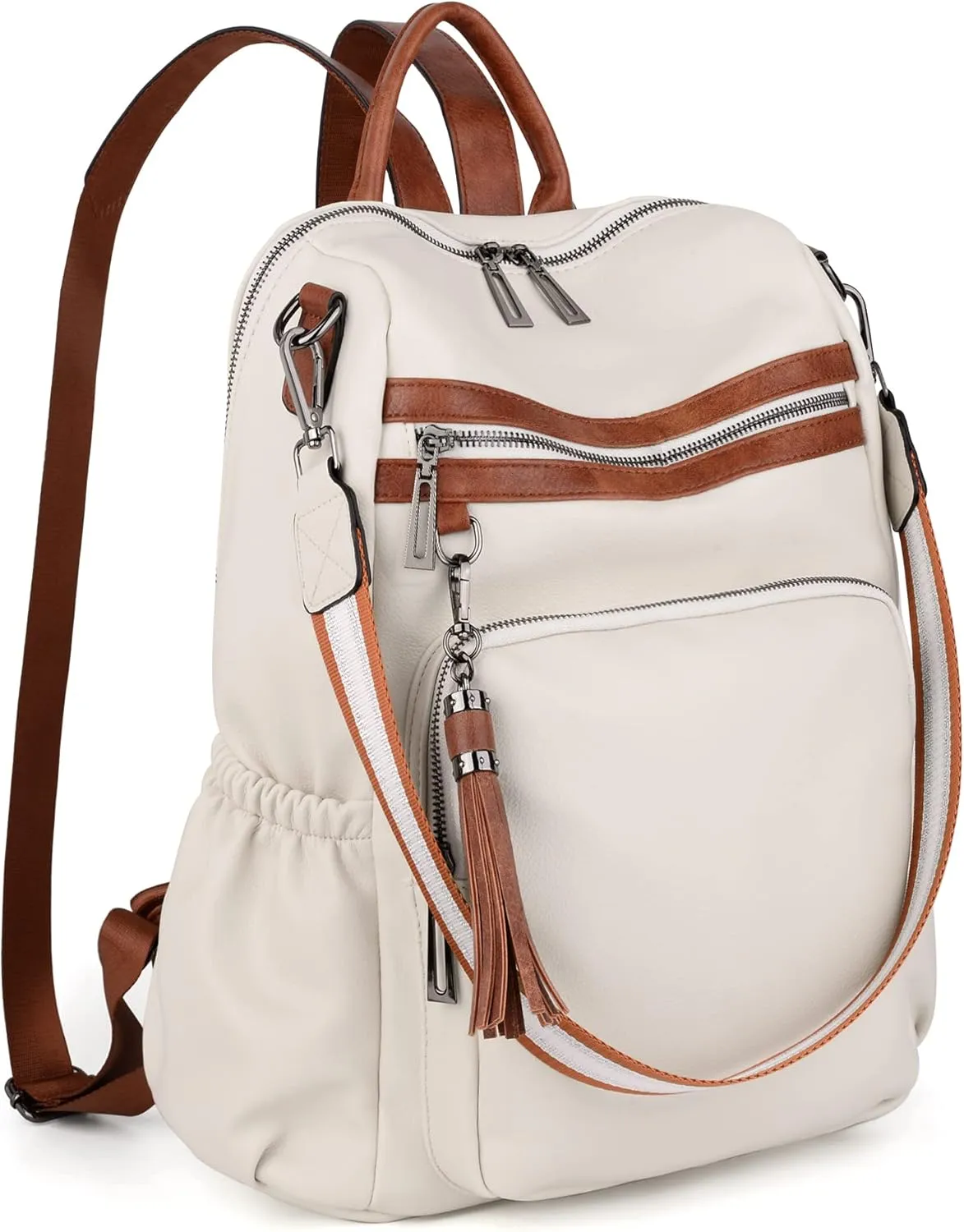UTO Women Backpack Purse Leather Vegan Ladies Fashion Designer Rucksack Convertible Travel Shoulder Bag with Tassel
