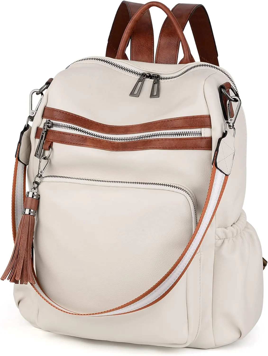 UTO Women Backpack Purse Leather Vegan Ladies Fashion Designer Rucksack Convertible Travel Shoulder Bag with Tassel
