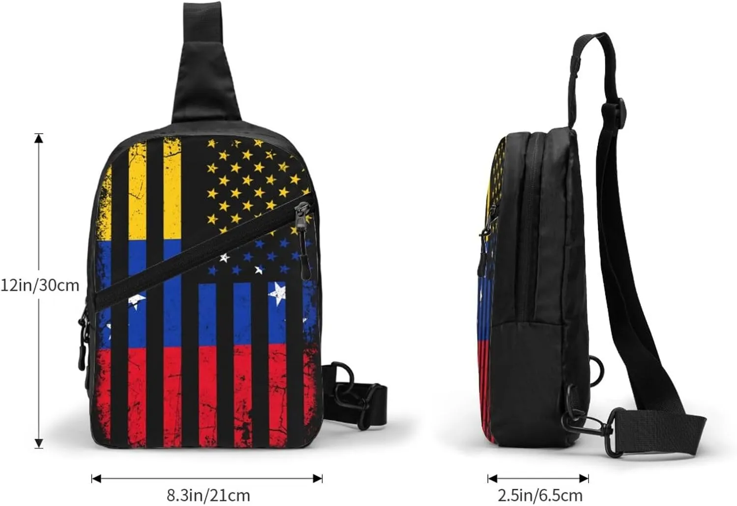 Venezuela American Flag Venezuelan Roots Crossbody Bag Portable Sling Bags Foldable Chest Daypack Reusable Sports Shoulder Backpack Diagonally Casual Rucksack Travel Bag