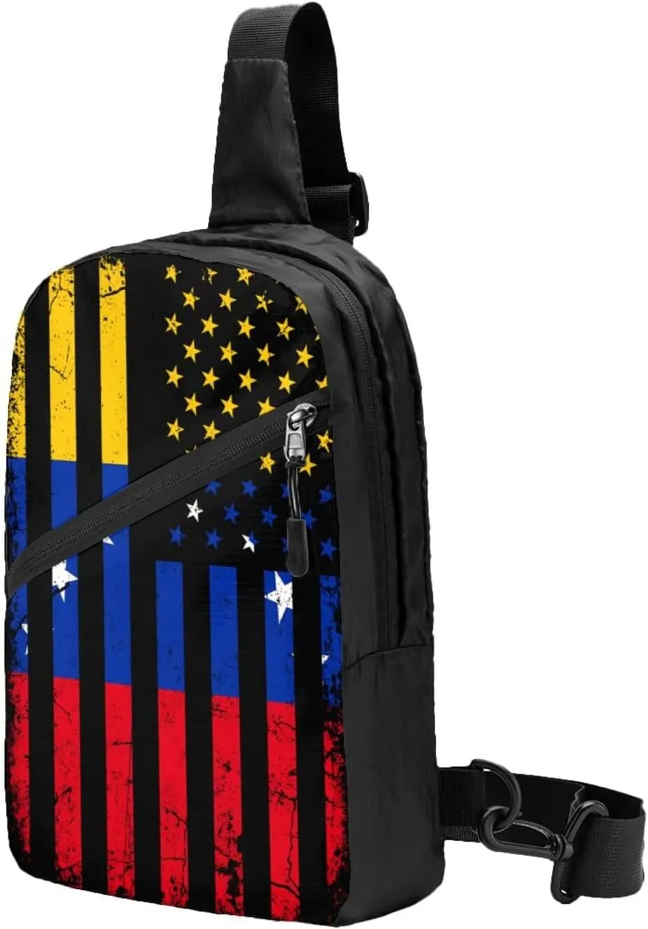 Venezuela American Flag Venezuelan Roots Crossbody Bag Portable Sling Bags Foldable Chest Daypack Reusable Sports Shoulder Backpack Diagonally Casual Rucksack Travel Bag