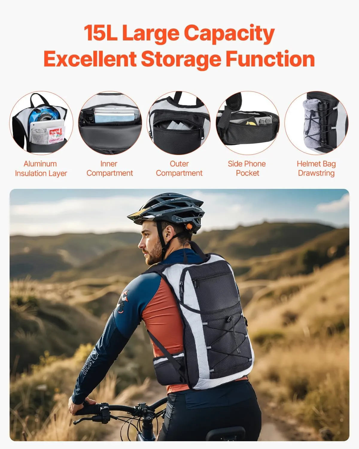VEVOR Hydration Backpack, Water Backpack with TPU Water Bladder, Tactical Molle Hiking Hydration Pack with Storage for Men Women, Hydro Water Daypack for Hiking Running Cycling Camping