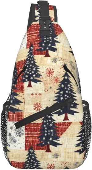 Vintage Christmas Trees Cross Chest Bag Diagonally Hiking Crossbody Bag Travel Shoulder Daypack Lightweight Sling Backpack Cycling Daypacks Fitness Chest Backpacks