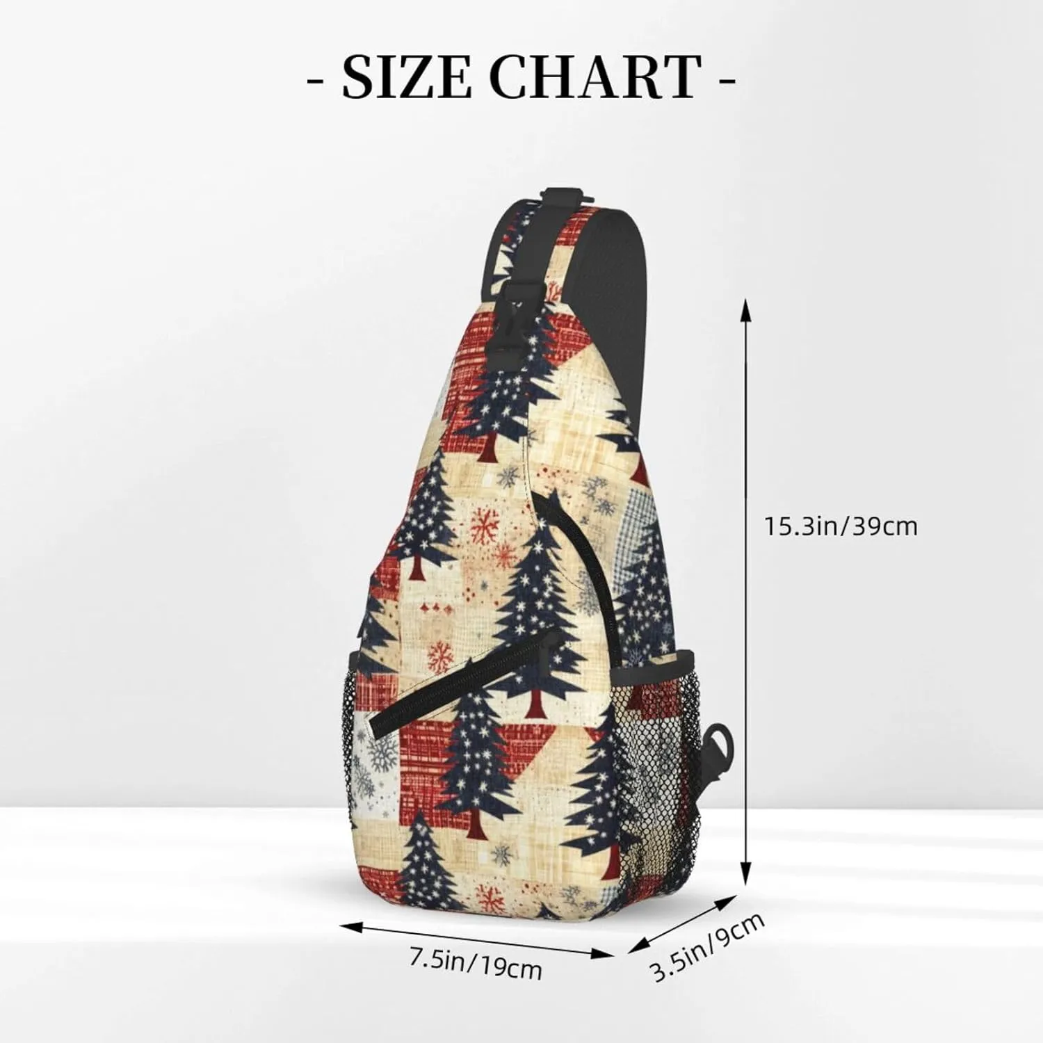 Vintage Christmas Trees Cross Chest Bag Diagonally Hiking Crossbody Bag Travel Shoulder Daypack Lightweight Sling Backpack Cycling Daypacks Fitness Chest Backpacks