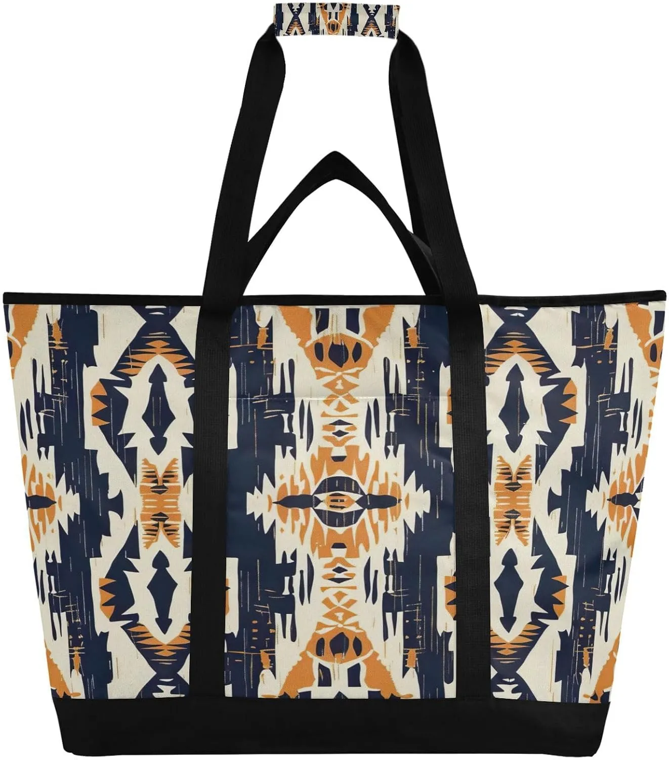 Vintage Ethnic Print Reusable Insulated Lunchbox Cooler Bag, Leakproof Kitchen Grocery Bag Collapsible Portable Cooler Tote Bag for Picnic, Camping, Office, Travel