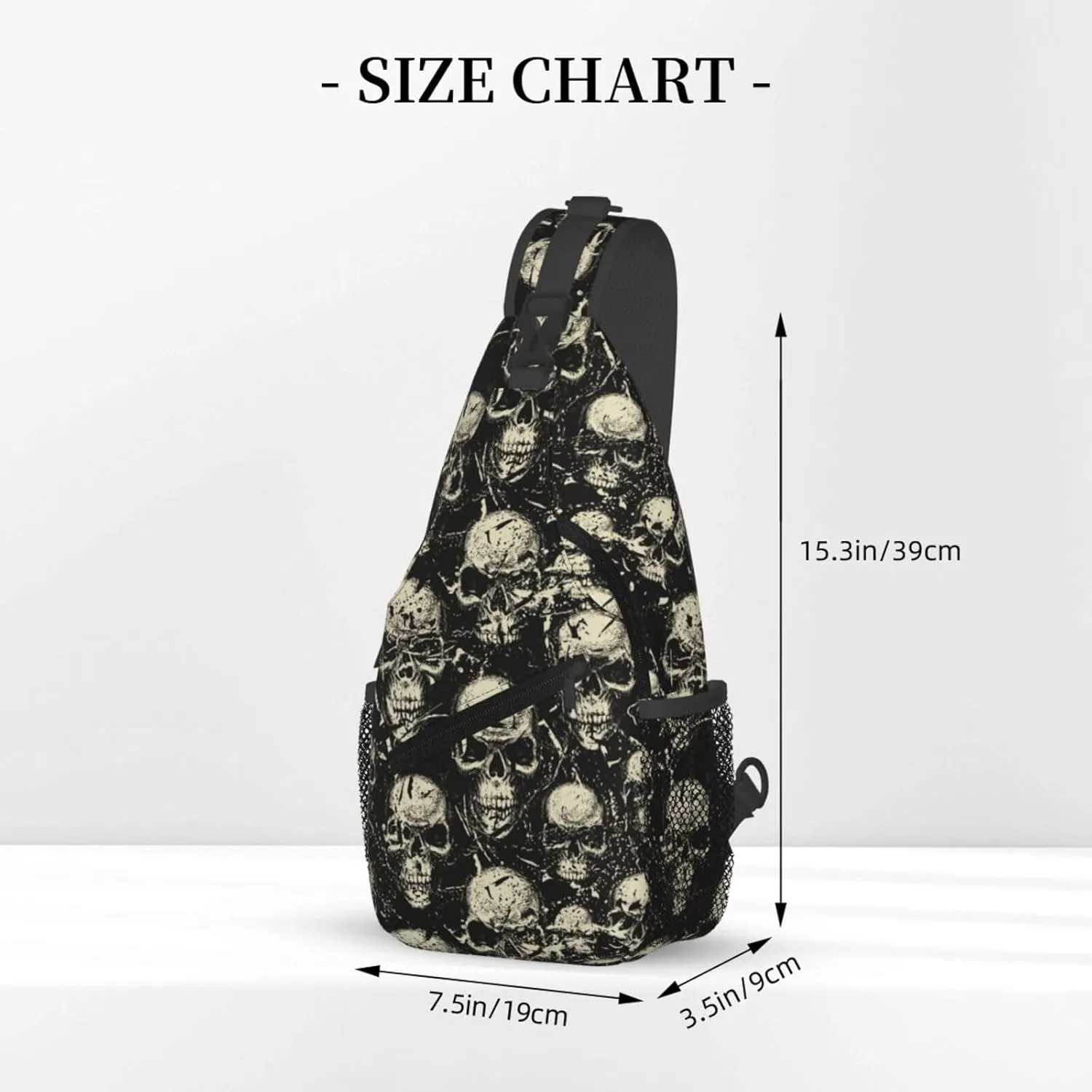 Vintage Grunge Angry Human Skulls Cross Chest Bag Diagonally Hiking Crossbody Bag Travel Shoulder Daypack Lightweight Sling Backpack Cycling Daypacks Fitness Chest Backpacks