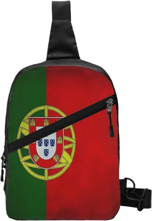 Vintage Portugal Portuguese Flag Crossbody Bag Portable Sling Bags Foldable Chest Daypack Reusable Sports Shoulder Backpack Diagonally Casual Rucksack Travel Bag