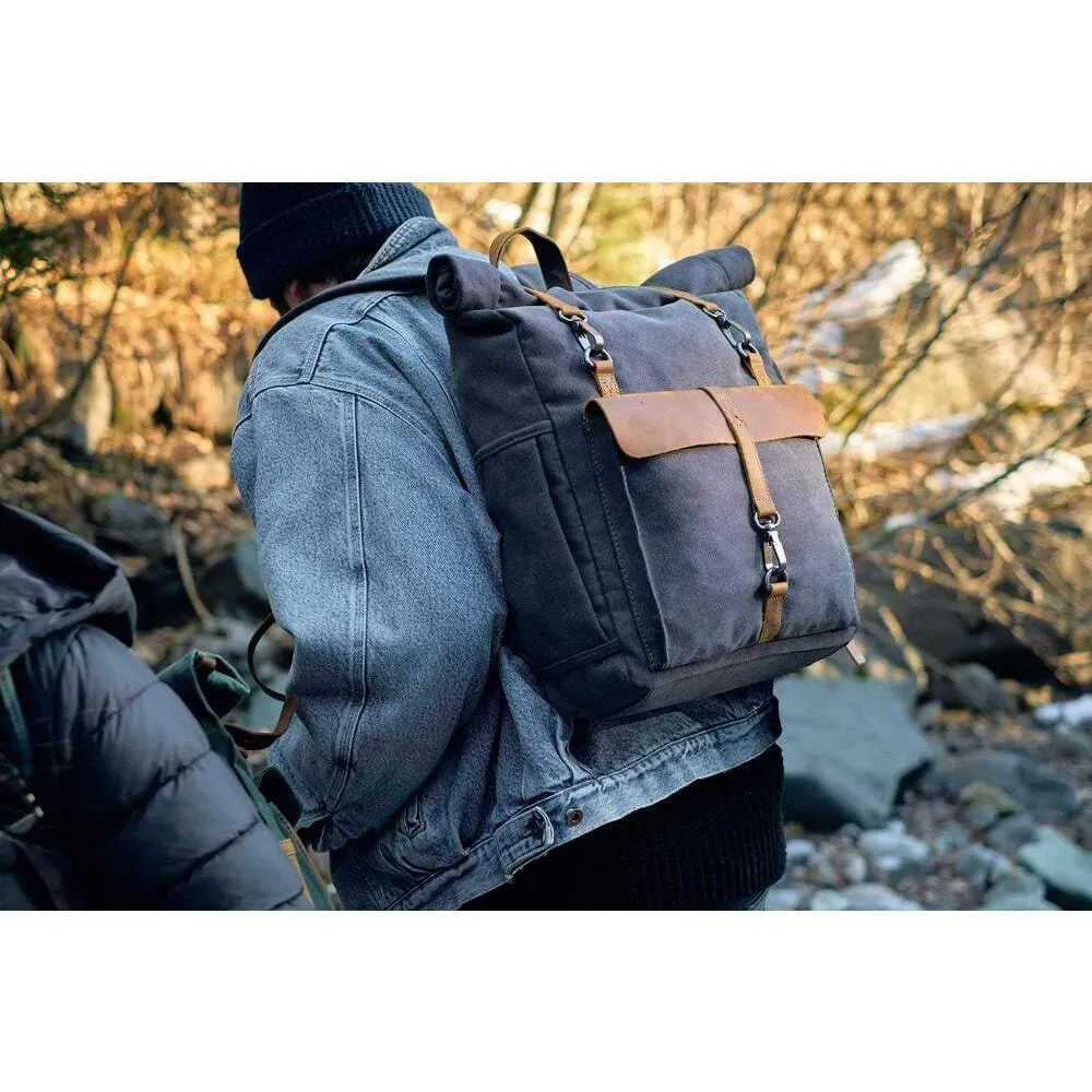 Vintage Retro Canvas Rucksack with Adjustable Straps