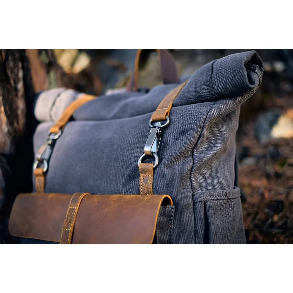 Vintage Retro Canvas Rucksack with Adjustable Straps