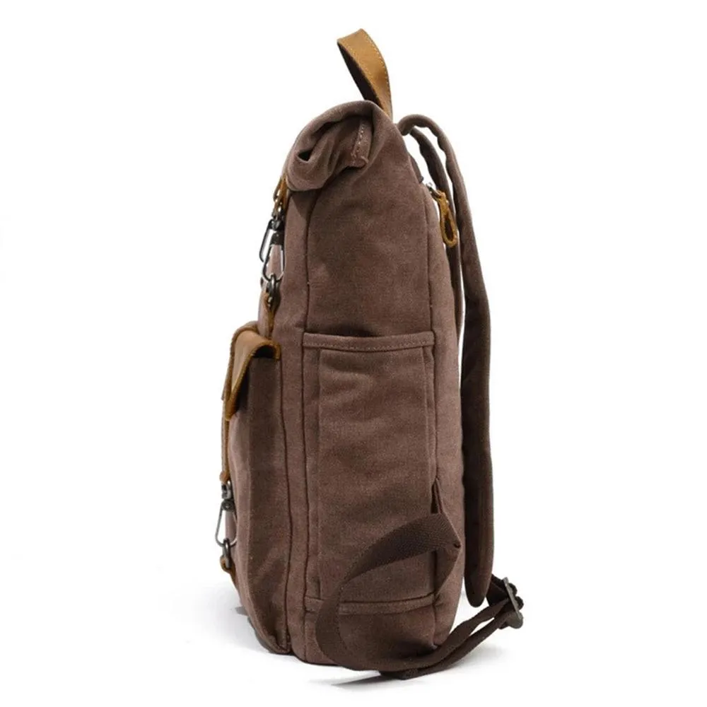 Vintage Retro Canvas Rucksack with Adjustable Straps