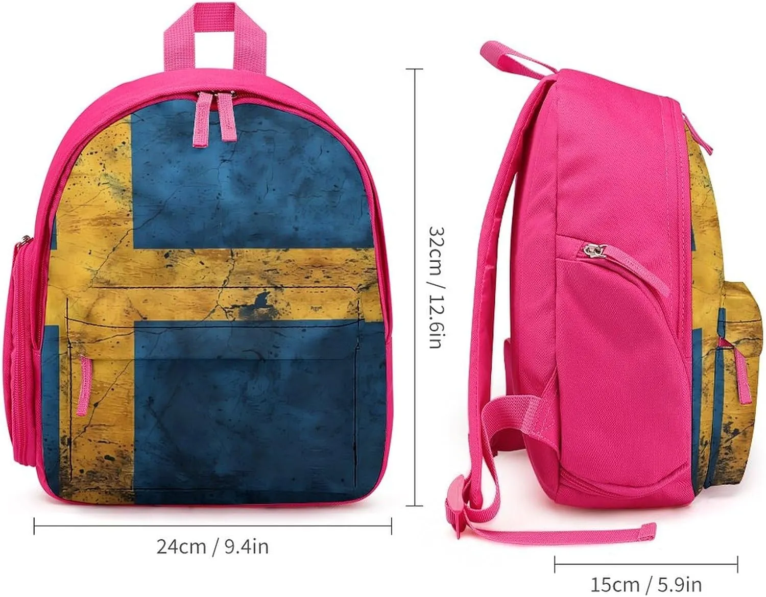Vintage Sweden Flag Cute Backpack Lightweight Mini Shoulder Bag Travel Daypack for Camping Picnic