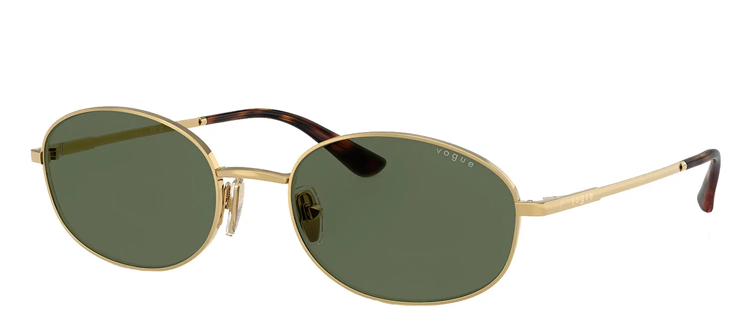 Vogue Eyewear VO 4323S 280/71 Oval Metal Gold Sunglasses with Green Lens