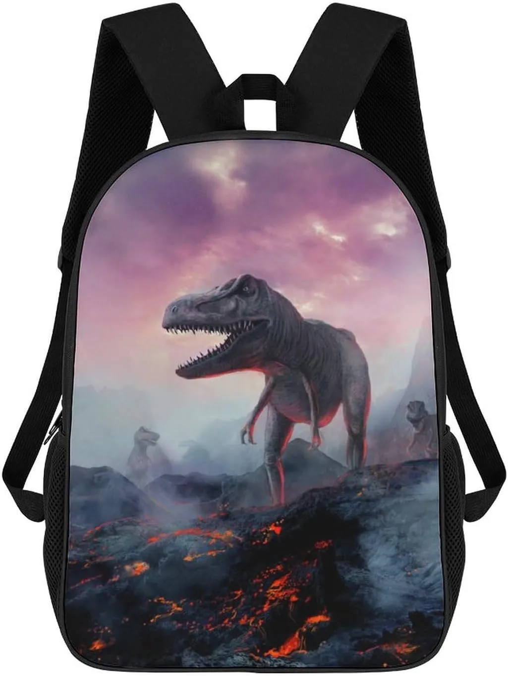 Volcanic Magma Dinosaur Fashion 17 Inch Backpack Simple Shoulders Daypacks Lightweight Laptop Bag Travel Gear