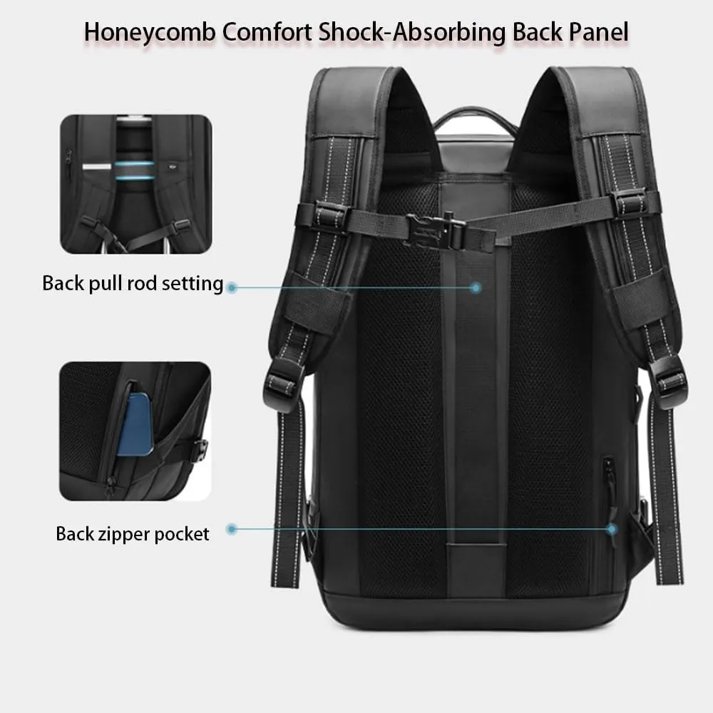 Voyagevac Backpack,Upgraded Expandable Waterproof Vacuum Bag, Anti-Theft Vacuum Backpack That Can Be Vacuumed with One Button (Black Upgrade)