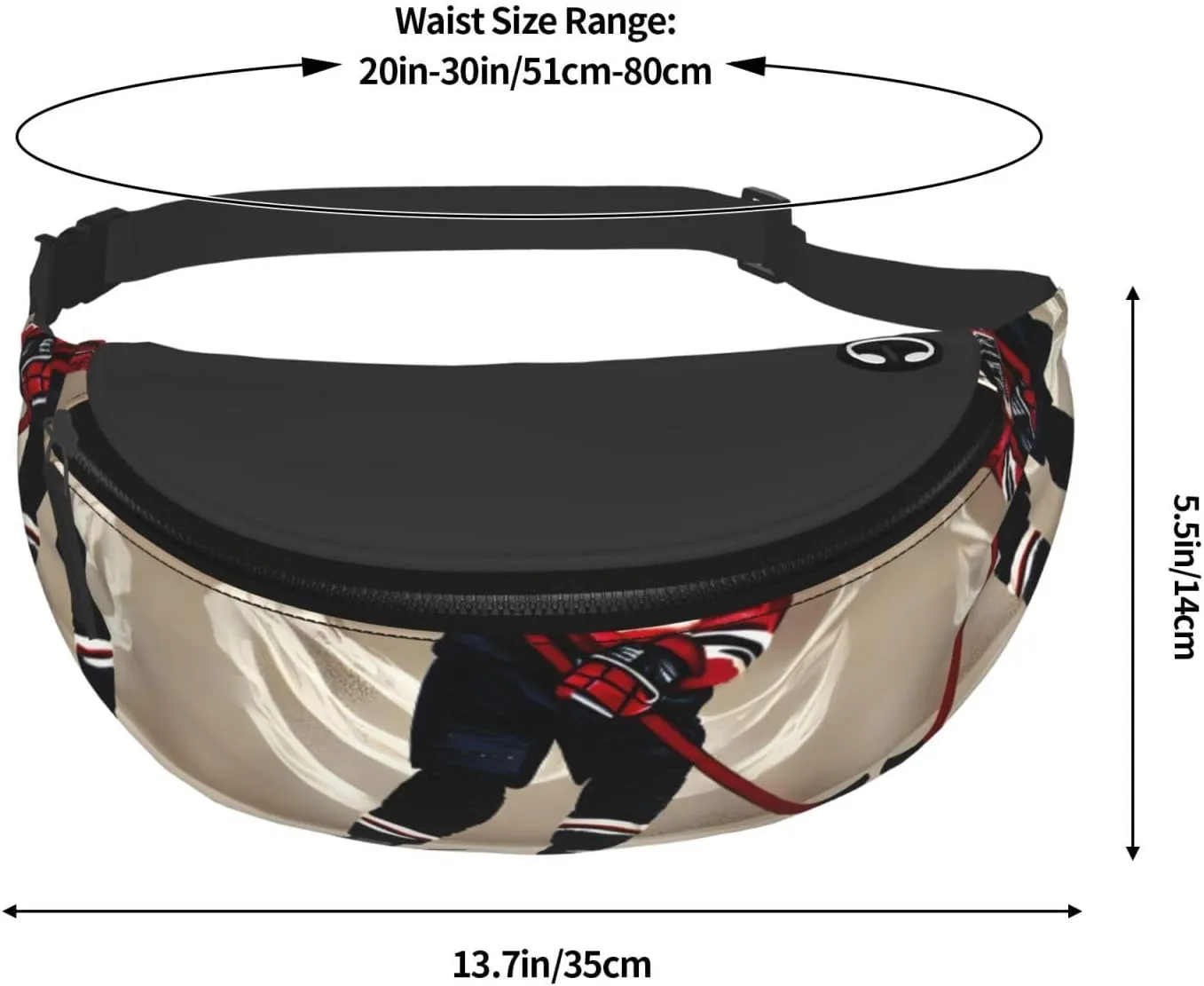 Waist Packs For Men & Women, Fashion Sling Pack With Adjustable Belt For Travel Sports Running.Hockey Sports Print