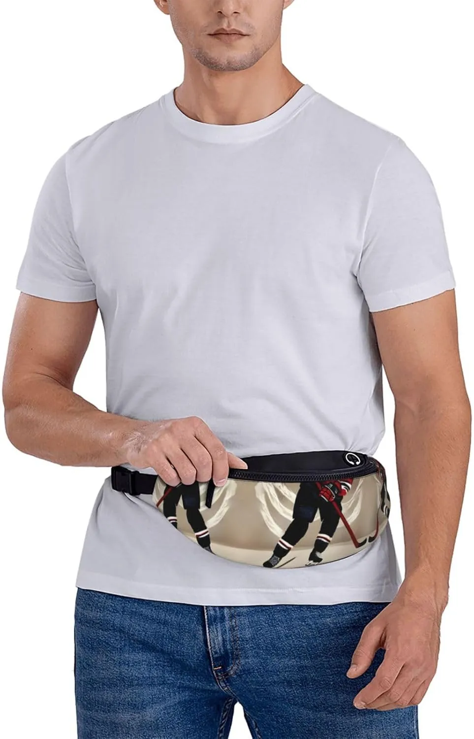 Waist Packs For Men & Women, Fashion Sling Pack With Adjustable Belt For Travel Sports Running.Hockey Sports Print