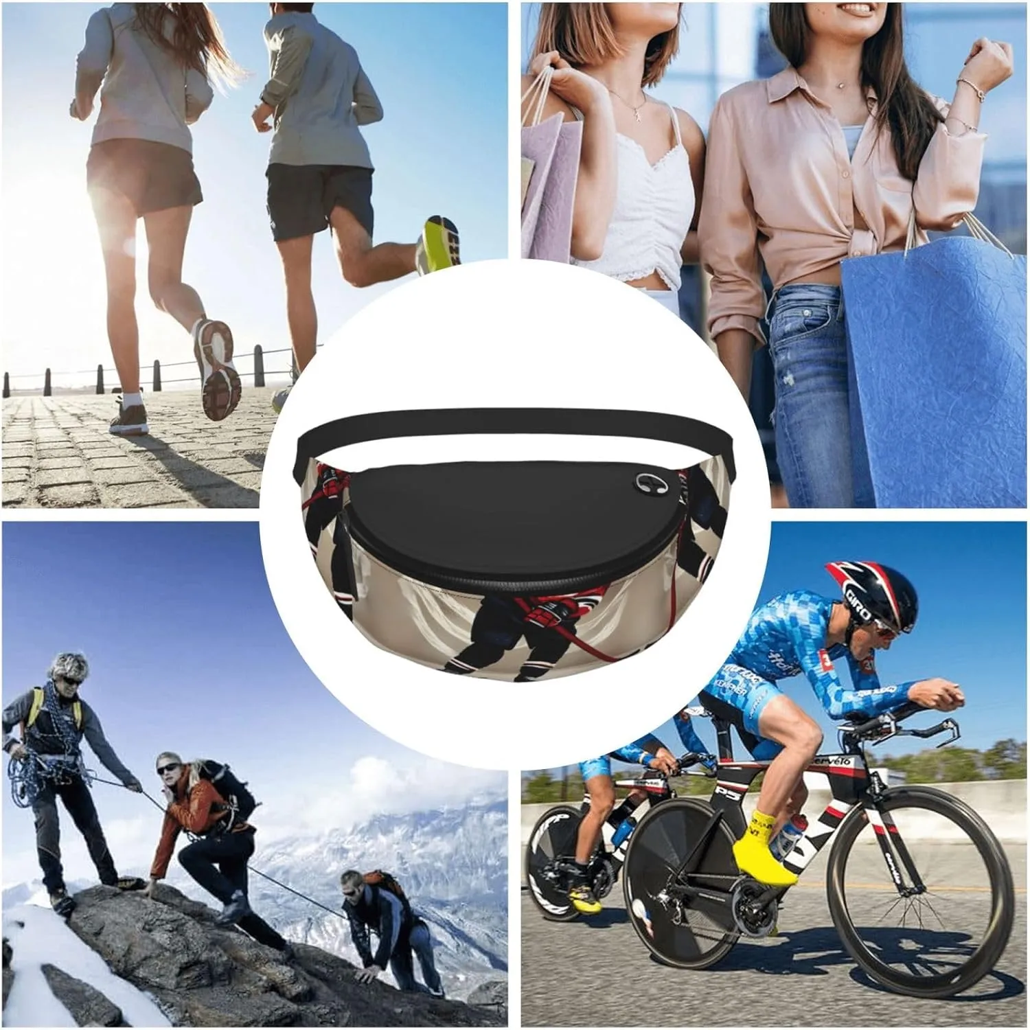 Waist Packs For Men & Women, Fashion Sling Pack With Adjustable Belt For Travel Sports Running.Hockey Sports Print