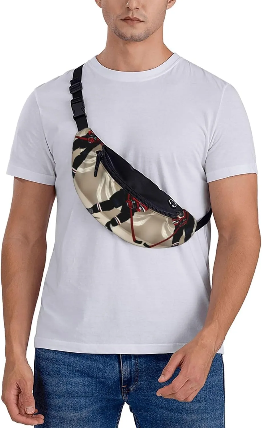 Waist Packs For Men & Women, Fashion Sling Pack With Adjustable Belt For Travel Sports Running.Hockey Sports Print