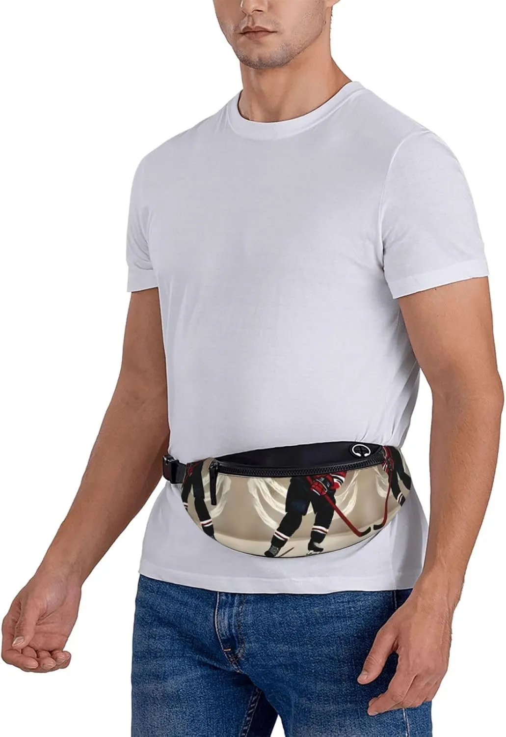 Waist Packs For Men & Women, Fashion Sling Pack With Adjustable Belt For Travel Sports Running.Hockey Sports Print