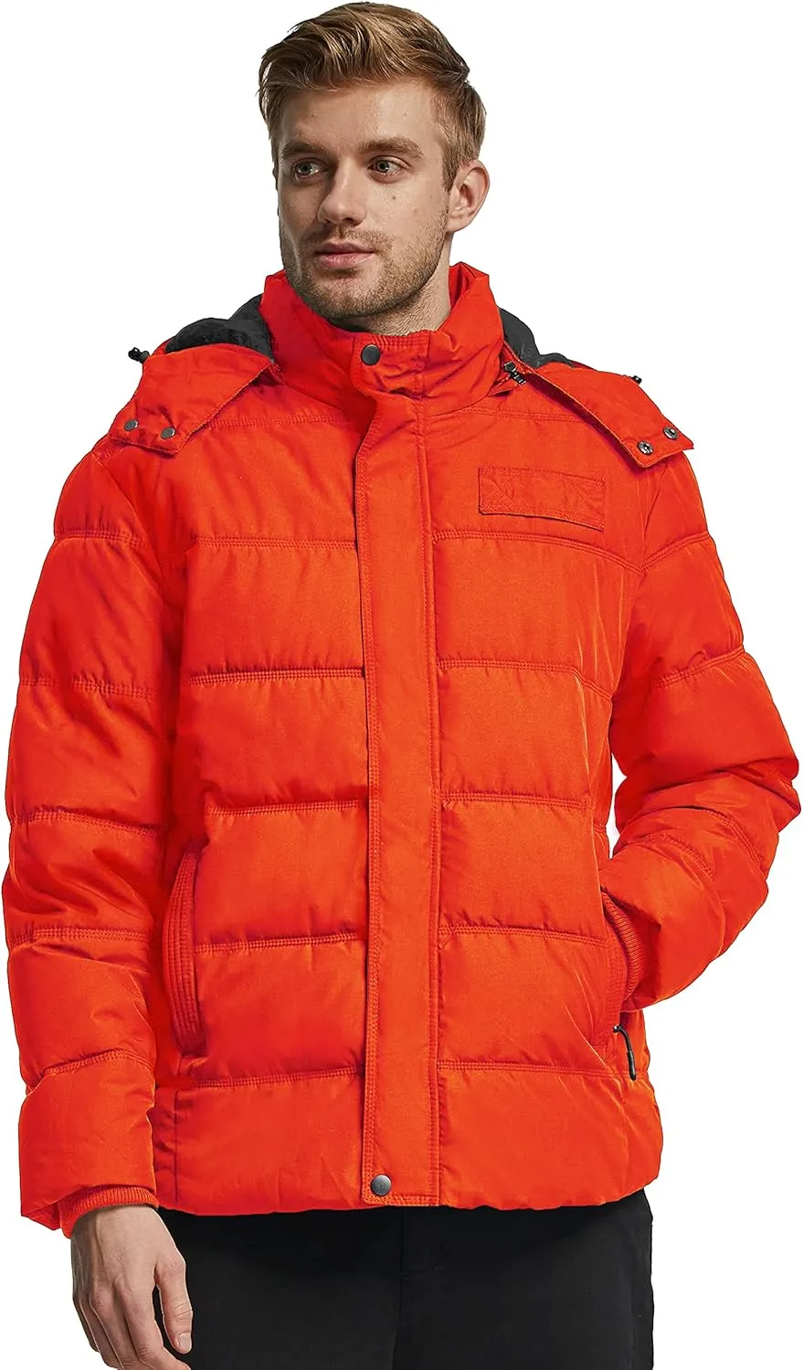 Wantdo Men's Hooded Winter Coat Warm Puffer Jacket Thicken Cotton Coat with Removable Hood