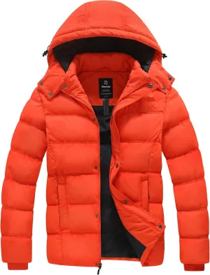 Wantdo Men's Hooded Winter Coat Warm Puffer Jacket Thicken Cotton Coat with Removable Hood