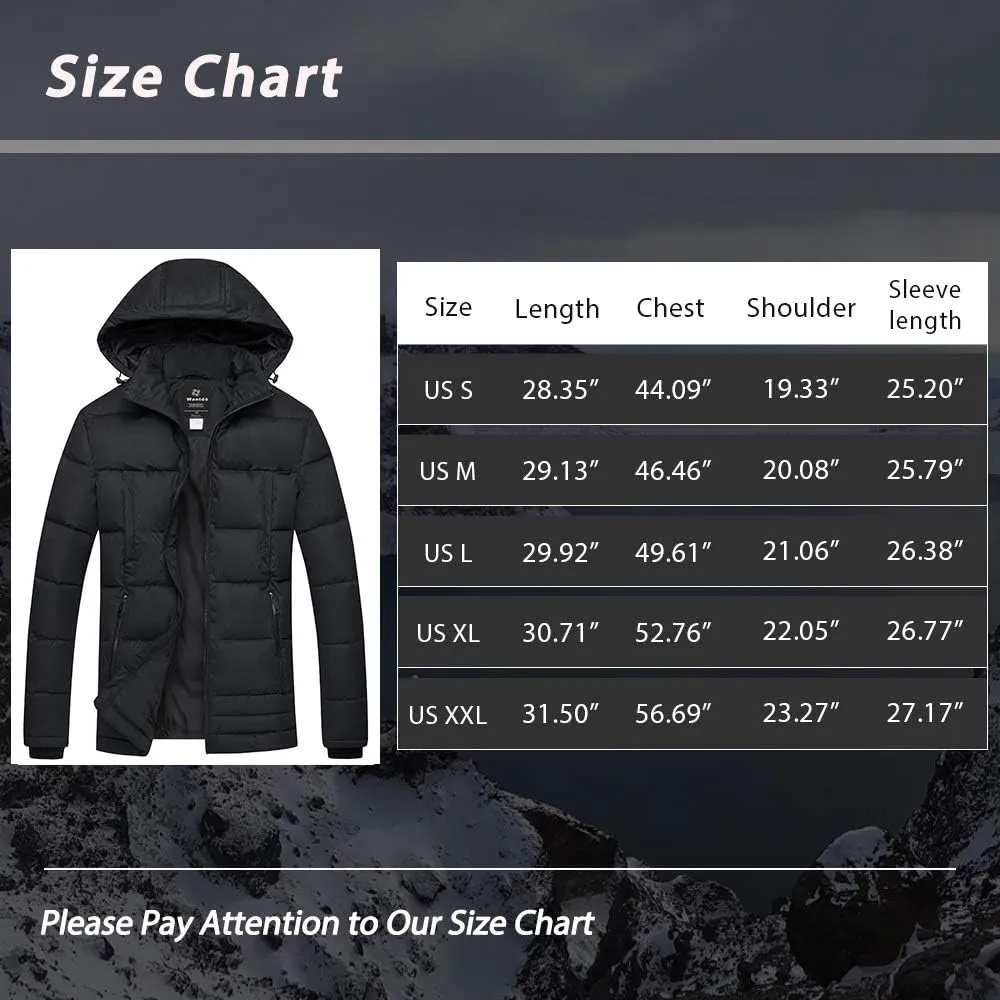 wantdo Men's Thicken Puffer Jacket Padded Waterproof Warm Winter Coat with Hood