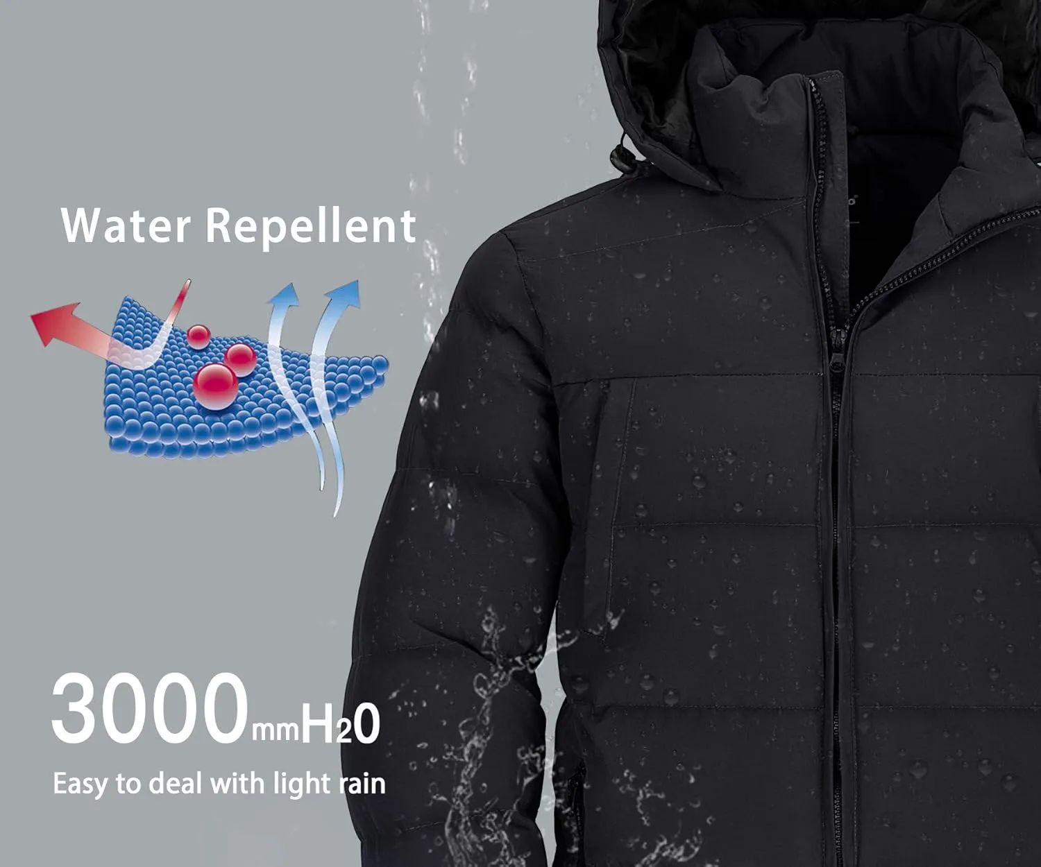 wantdo Men's Thicken Puffer Jacket Padded Waterproof Warm Winter Coat with Hood