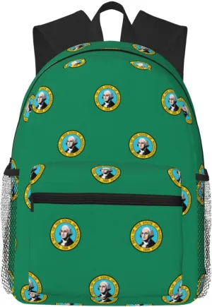Washington Flag Fashion Backpack,Casual Daypack Backpacks For Men Women, Laptop Bag Travel Hiking Camping