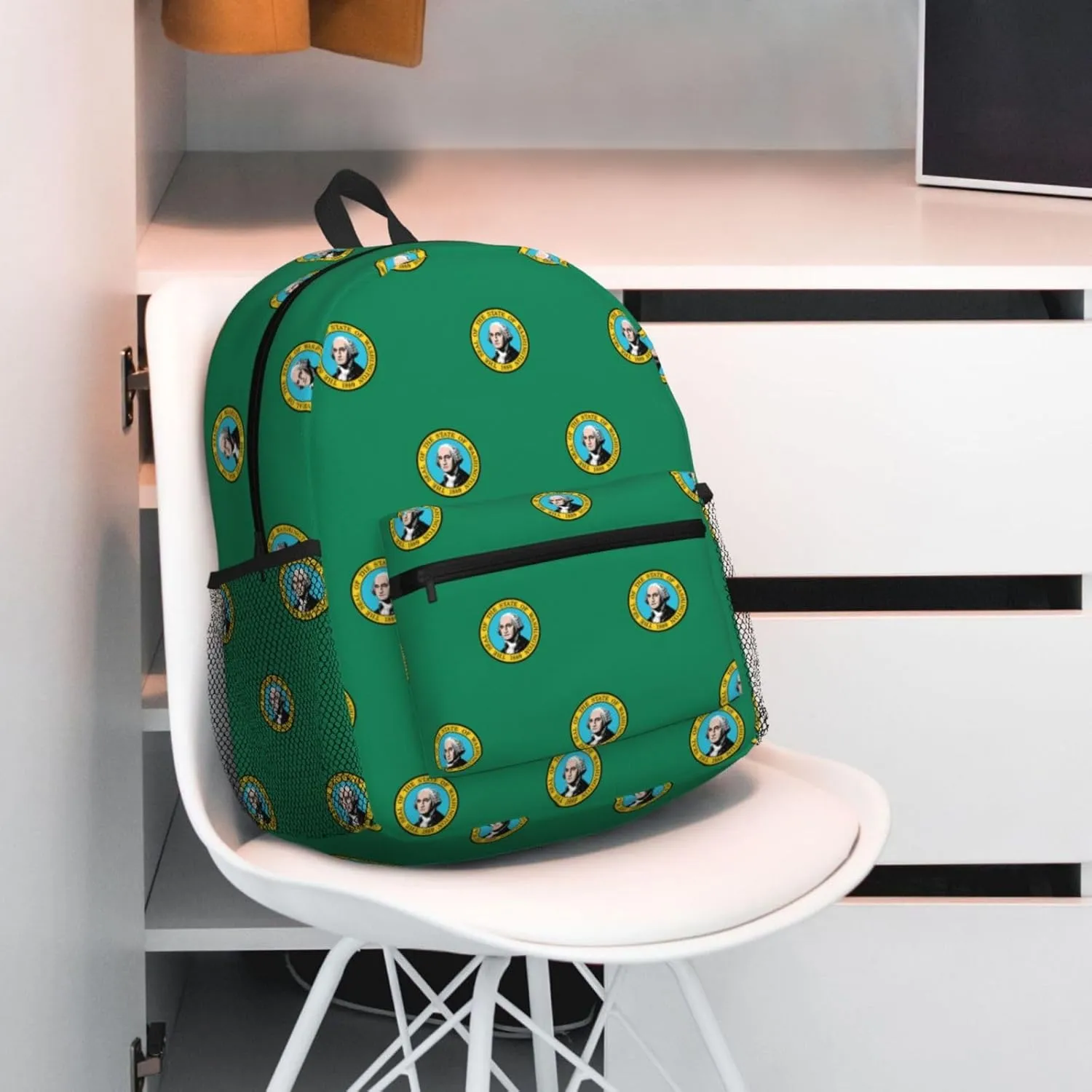 Washington Flag Fashion Backpack,Casual Daypack Backpacks For Men Women, Laptop Bag Travel Hiking Camping