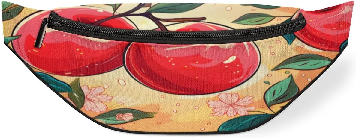 Watercolour Apples Flowers Fanny Pack for Women Men Waist Pack Crossbody Bag with Adjustable Belt for Travel Hiking Running Cycling Festivals