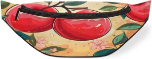 Watercolour Apples Flowers Fanny Pack for Women Men Waist Pack Crossbody Bag with Adjustable Belt for Travel Hiking Running Cycling Festivals