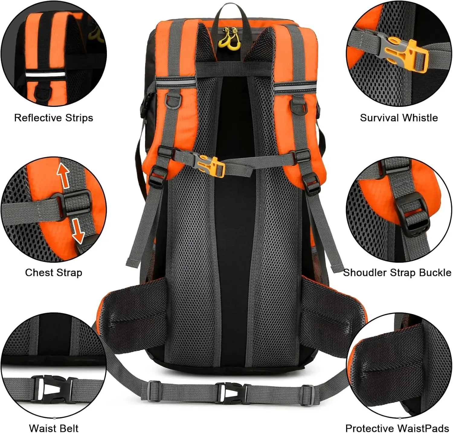 Waterproof 50L Travel Backpack with Rain Cover